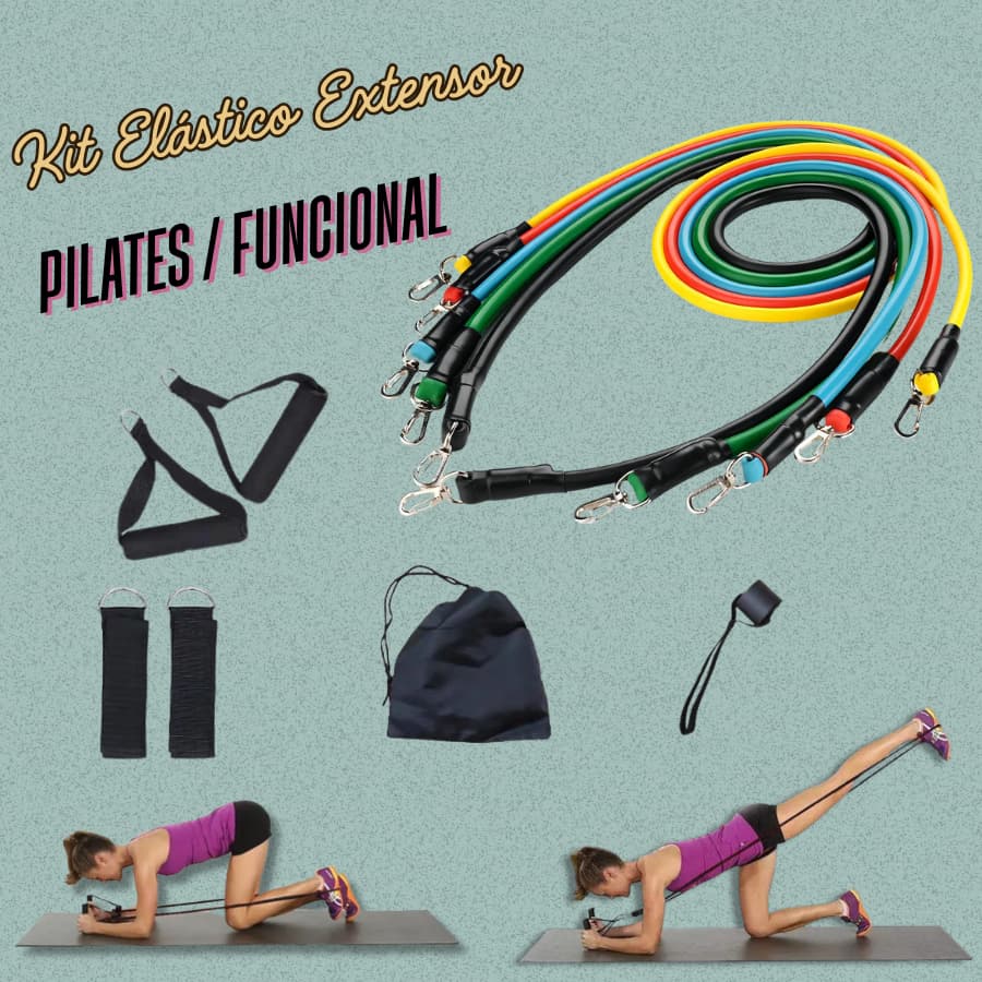 Kit Elástico Para Treino Exercícios Malhar Musculação Casa Treino Pilates Crossfit Musculação