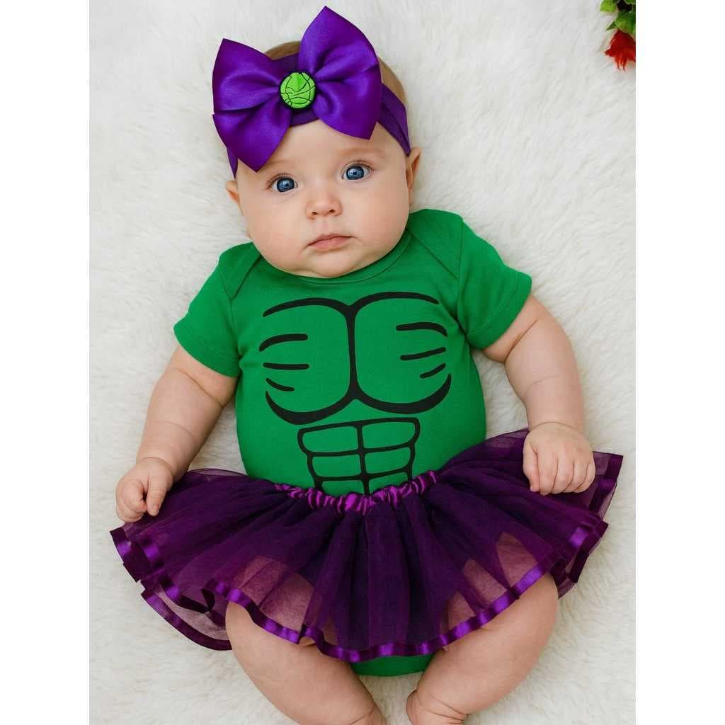 Body Bebê Temático mesversario Persanagens Hulk Menina e menino e menina Gêmeos