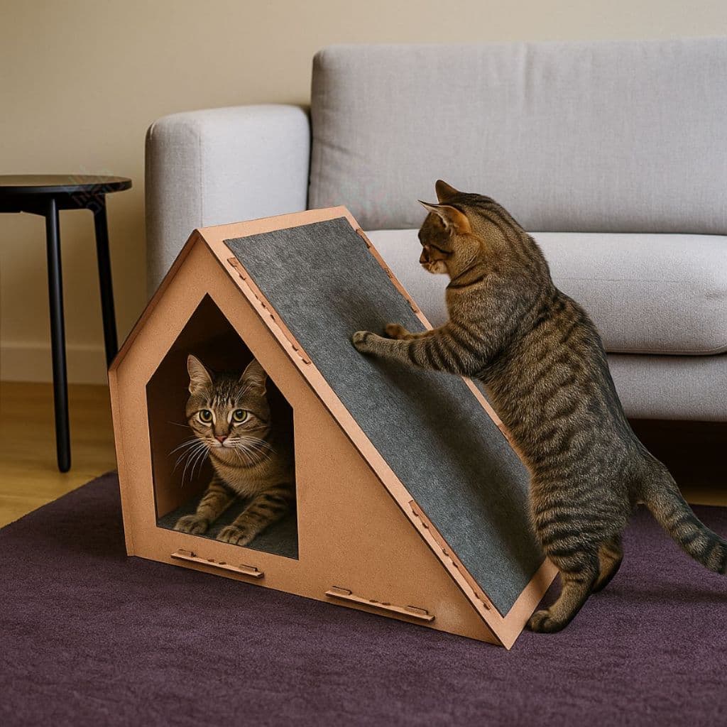 Casa pra Gato com Rampa e Arranhador Nicho Cama Playground para Gatos Caminha Felinos Espaço Pet