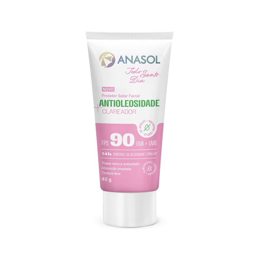 Anasol Protetor Solar Facial Todo Santo Dia TSD Antioleosidade Clareador FPS 90 - 40g