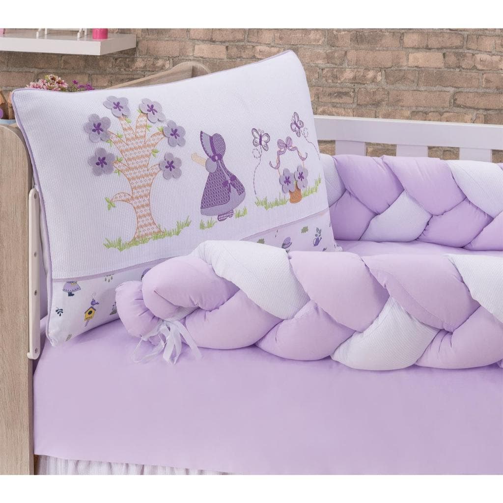 KIT ENXOVAL PARA BERÇO BEBÊ MODELO DE TRANÇA 8 PEÇAS CAMPONESA MENINA DELICADO LUXO