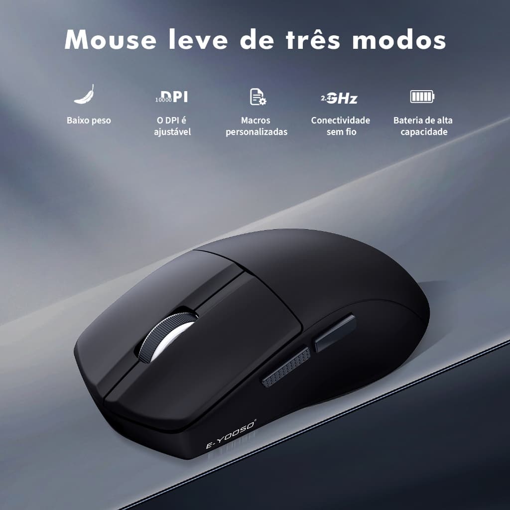 COIBEU Mouse suporta conexão Bluetooth - conexão sem fio de 2,4 GHz - conexão com fio até DPI10000