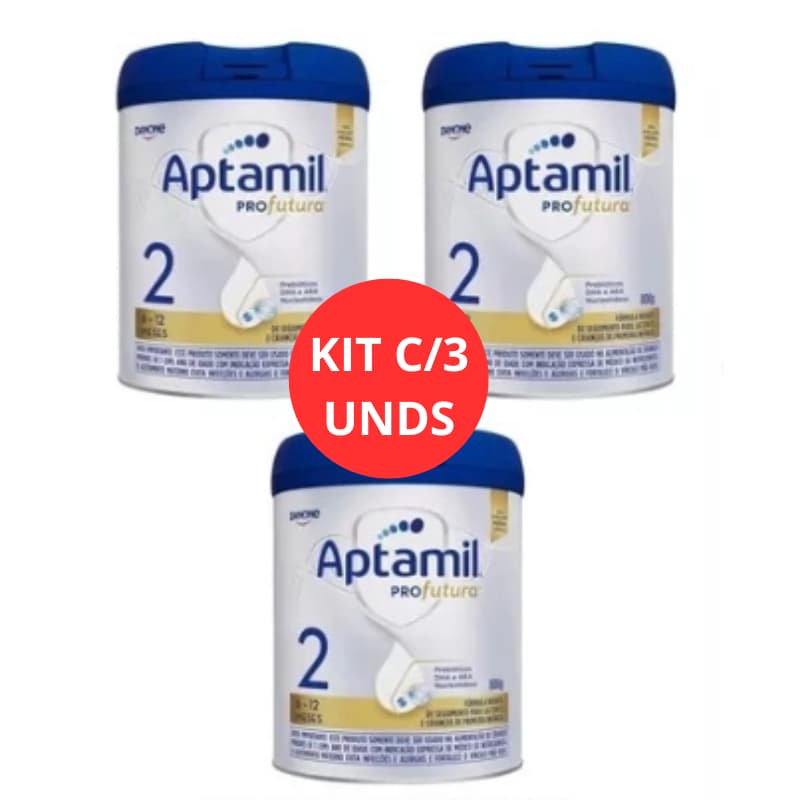 Kit c/3 Fórmula Infantil Aptamil Profutura 2 Danone 6 a 12 meses 800g