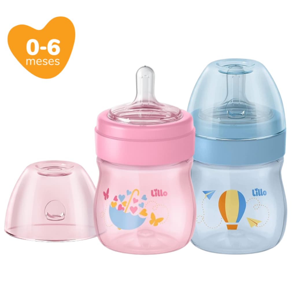 Mamadeira Lillo Super Evolution Bico Redondo Silicone Fase 1 (0a6m) 150mL Tampa Antivazamento