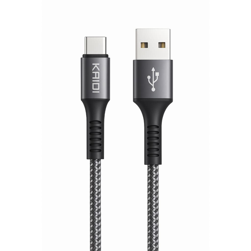 Cabo Kaidi KD-2501C Type-C 3A – Nylon Trançado Turbo, Carregamento Rápido, Alta Durabilidade”