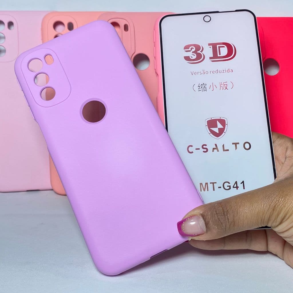 CAPA G41 + Película 3D Kit Motorola Capinha Case Protetora Celular Silicone