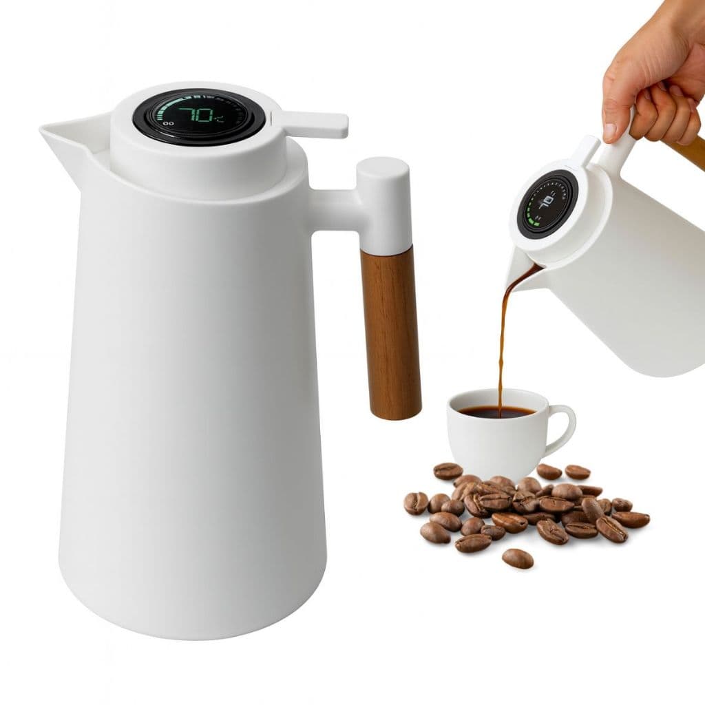 Garrafa Térmica Com Termômetro Digital Led Café/Chá Branca