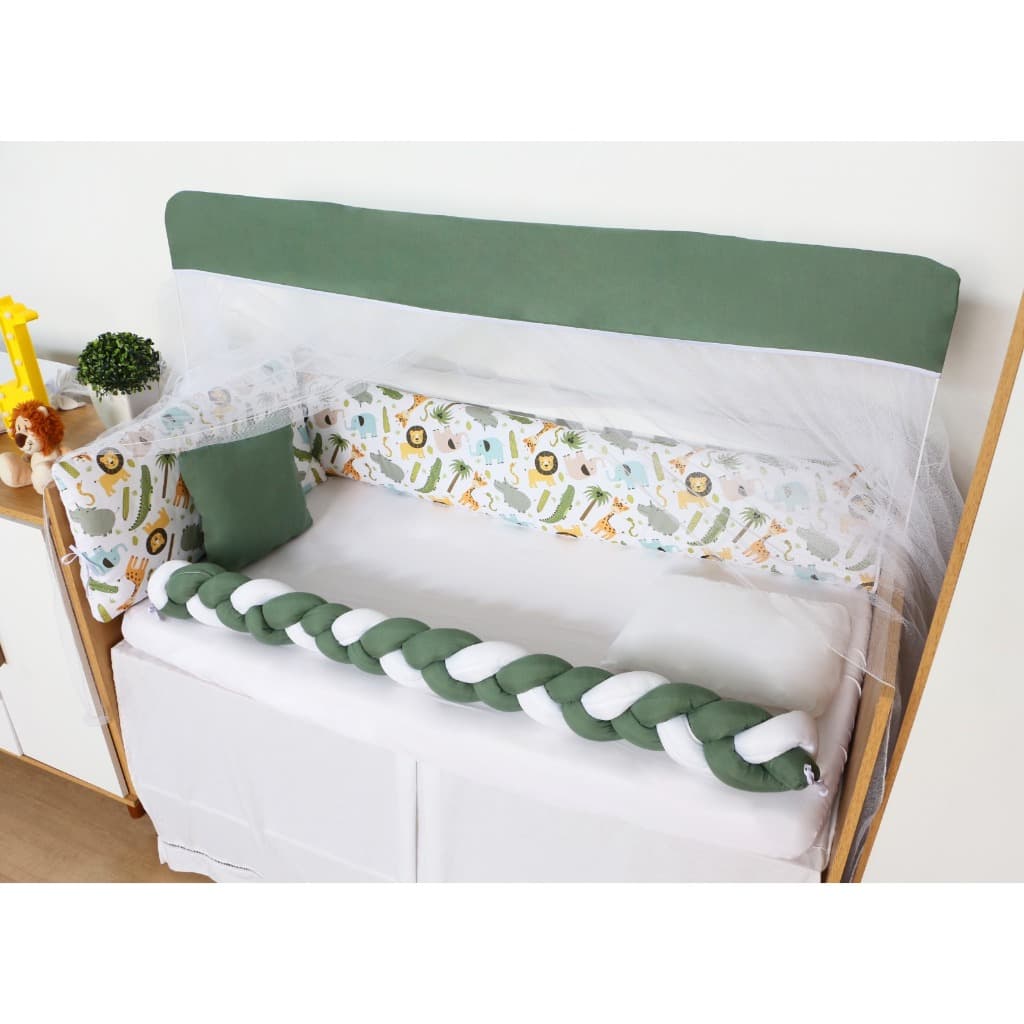 Kit Berço 9 Peças Floresta Clean Enxoval Recém-Nascido Bebê Menino Completo Conforto e Qualidade