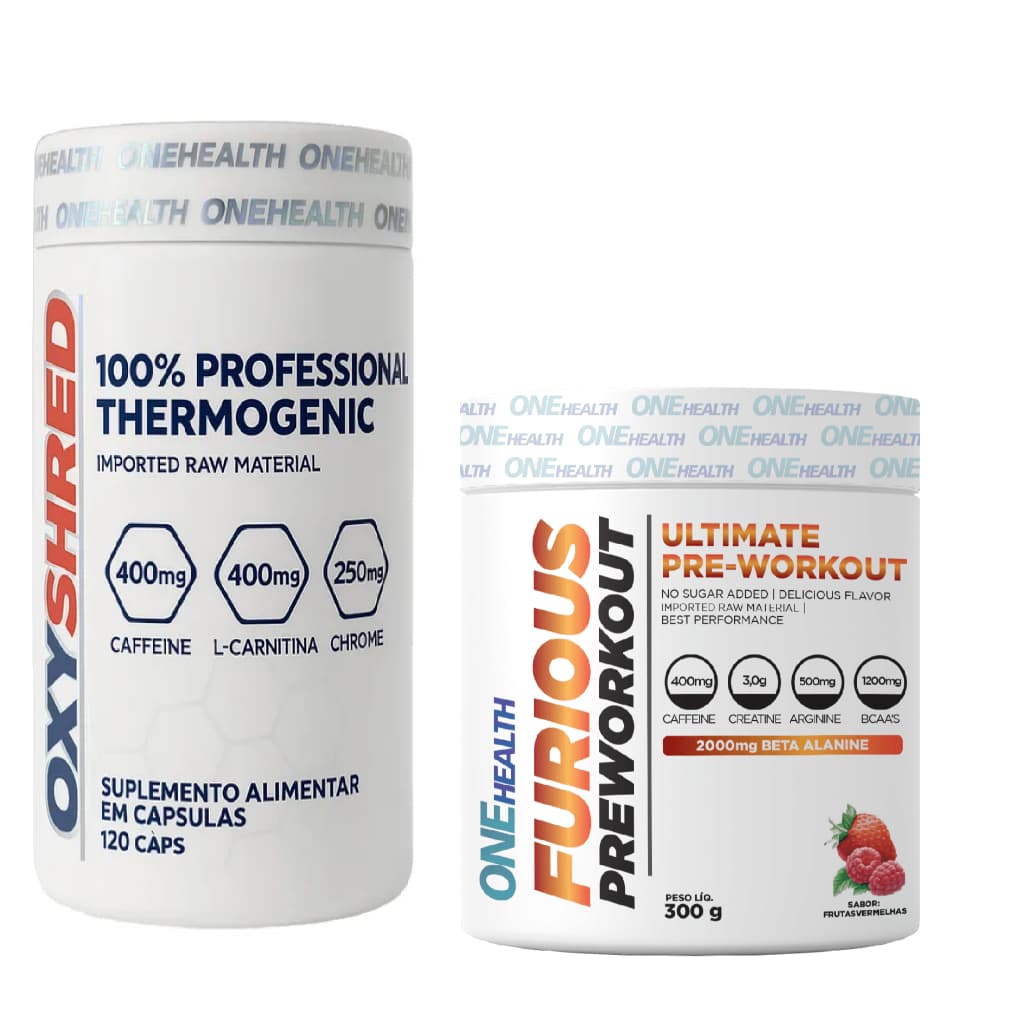 1 x Termogênico  OxyShred 120 capsulas + 1 Pré Treino Furious 300g