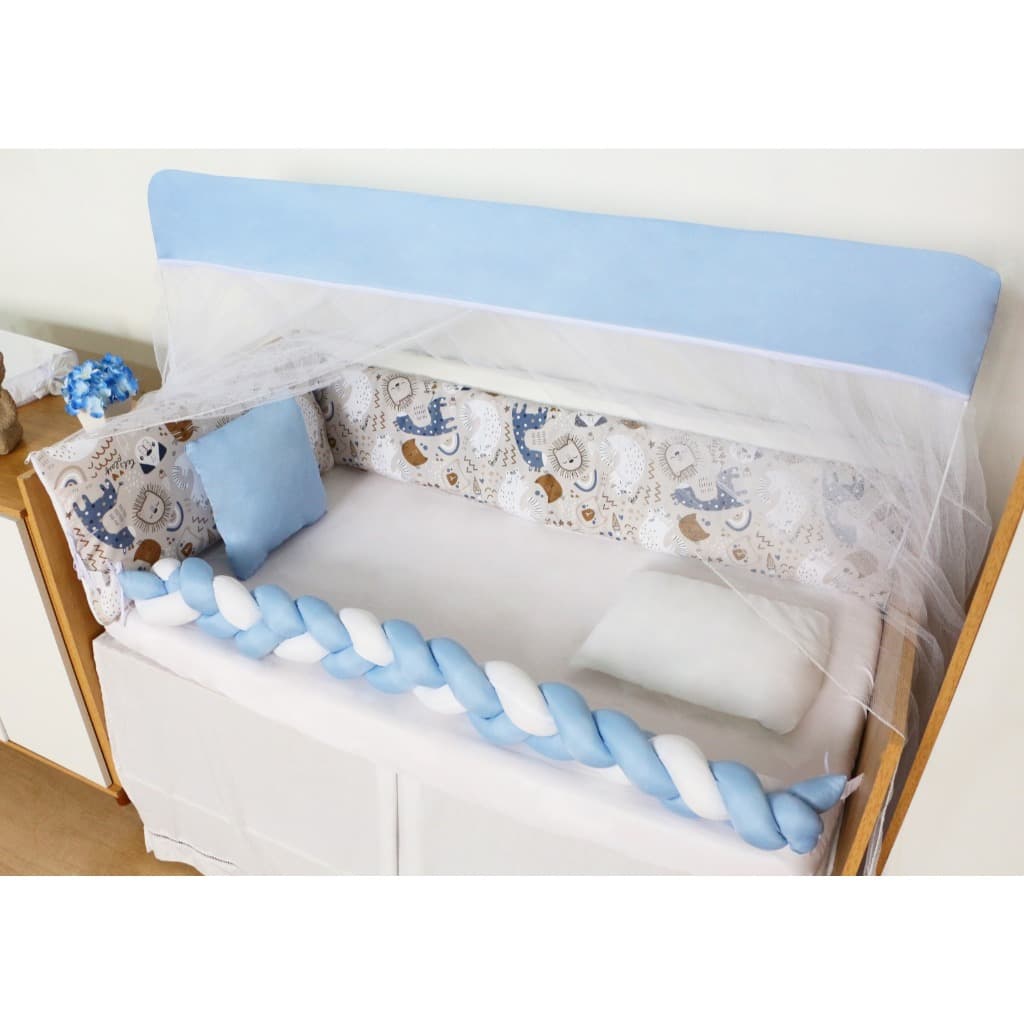 Kit Berço 9 Peças Sublimado Clean Enxoval Quarto Bebê Protetor De Berço Conforto Proteção Mundo Pet