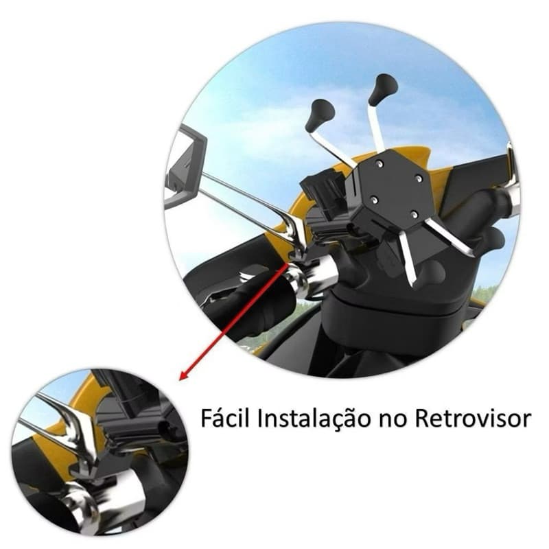 Suporte de celular para moto, suporte universal moto, carregador usb moto, suporte guidão moto, suporte celular