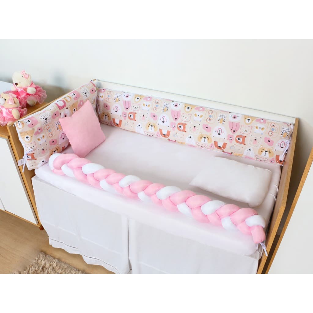 Kit Berço Clean 9 Peças Ursinha Mel  Enxoval Recém-Nascido Bebê Menina Prático e Aconchegante