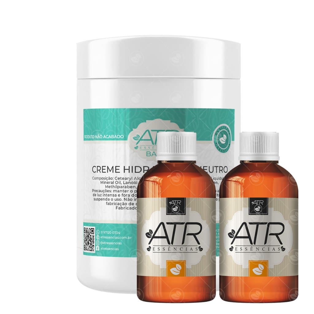 Kit Para Fabricação de Hidratantes - Base para Hidratante Neutro 1kg + 2 Essências Hidro 100ml