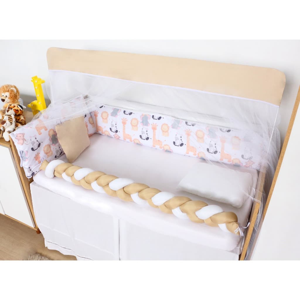 Kit Berço 9 Peças Clean Enxoval Quarto Infantil Unissex Premium Zoo Baby- Kit Protetor De Berço