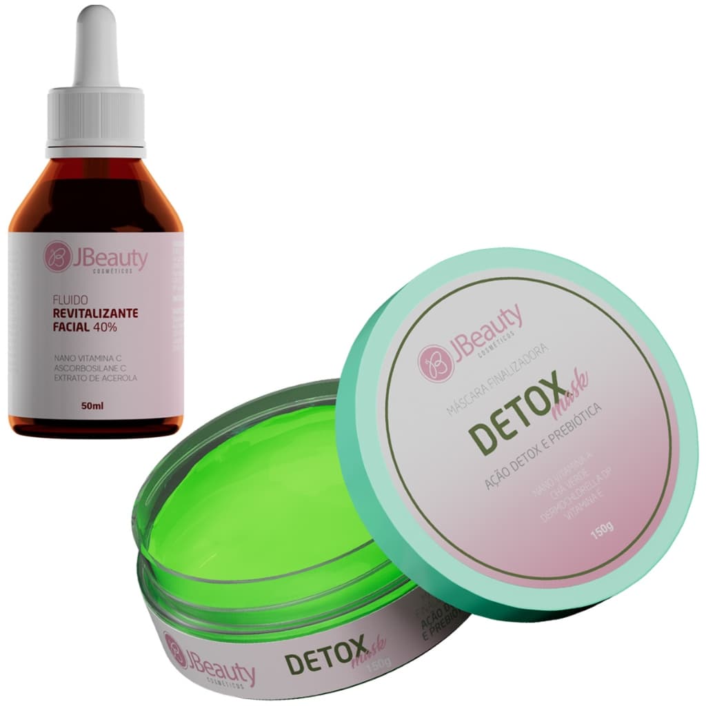 Combo JBeauty: Máscara Detox Prebiótica 150g + Fluido Facial Revitalizante Vitamina C 40% 50ml