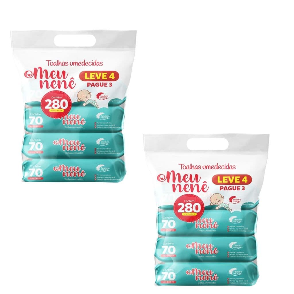 Lenço Umedecido Meu Nenê 70 Un / Kit Com 8 Pacotes - LEVE 8 PAGUE 6