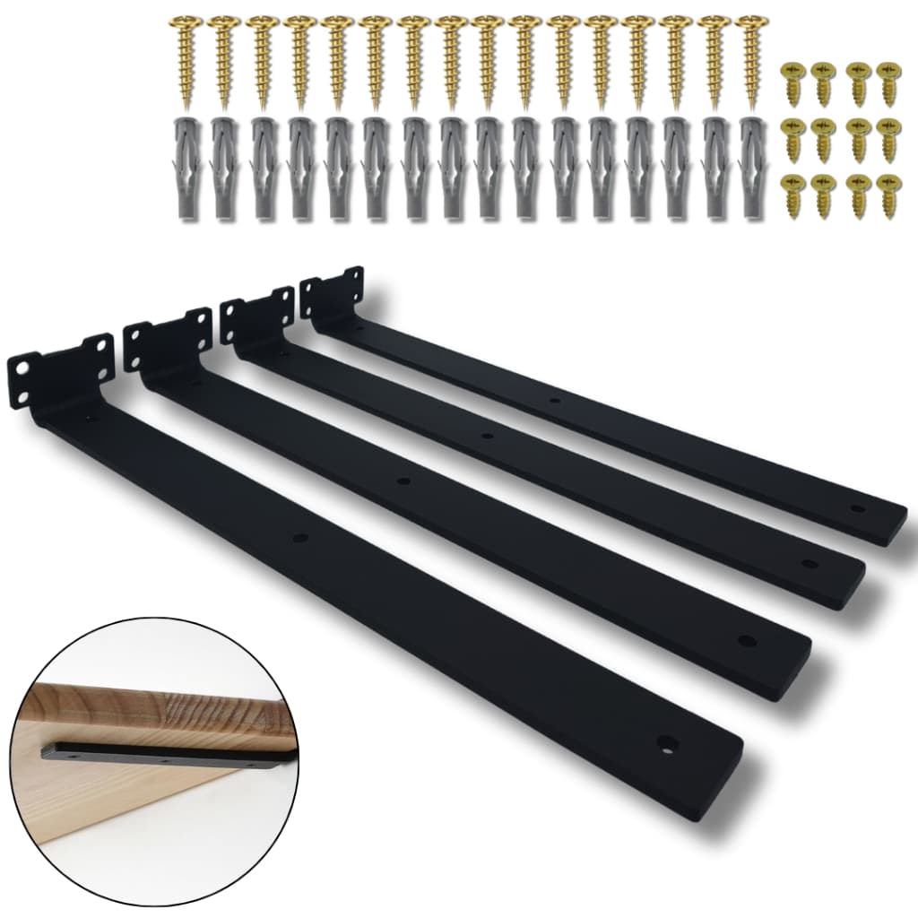 4 Suportes 40cm Fixação de Parede Mão Francesa Para Prateleira Flutuante Cantoneira Minimalista