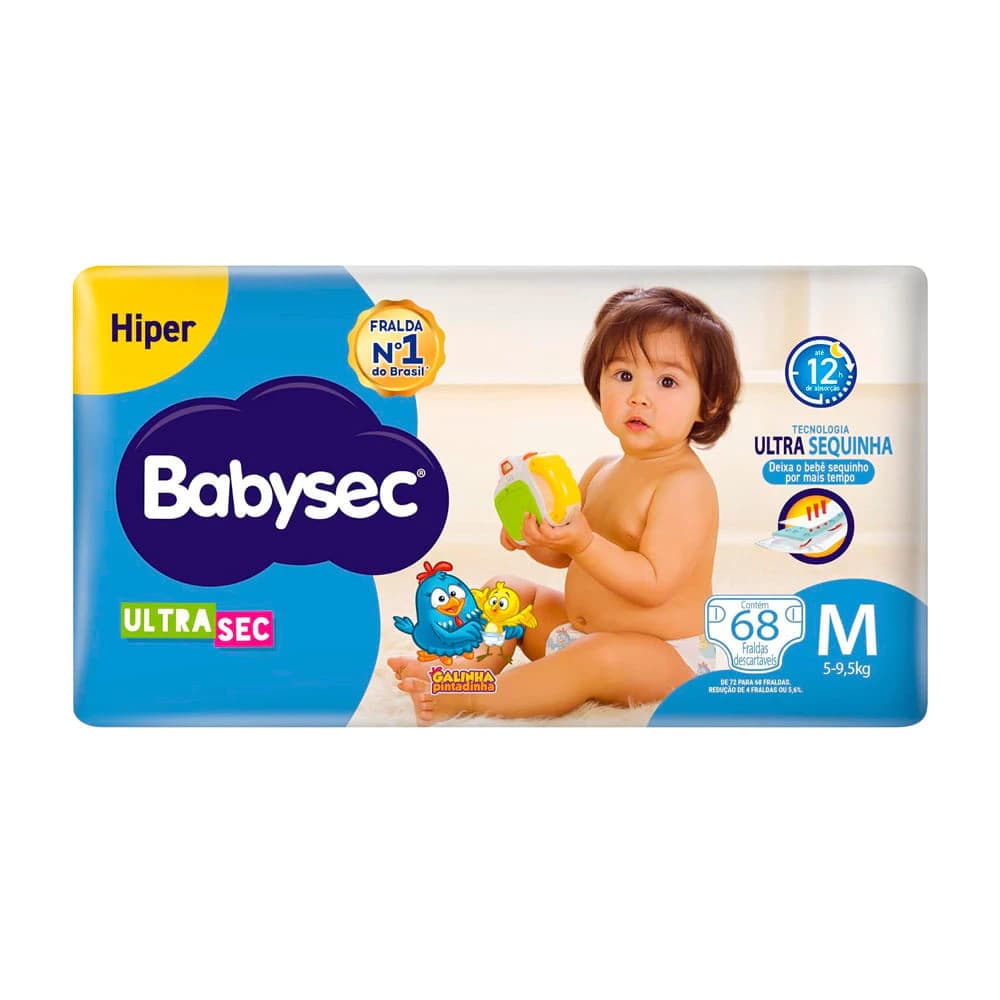 Fraldas Descartáveis Babysec Ultrasec Hiper Kits Disponíveis - Todos os tamanhos