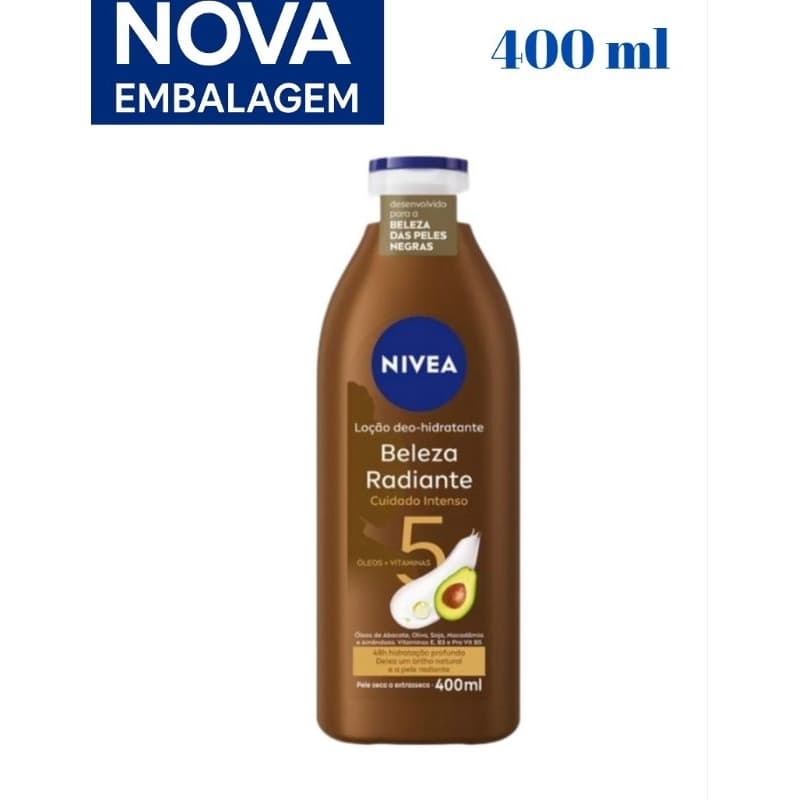Loção Hidratante Nívea Corporal Pele Seca Beleza Radiante Cuidado intenso Pele Negra 400ml