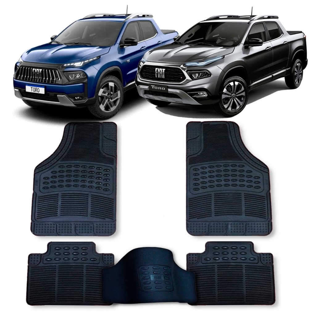 Tapete Automotivo Fiat Toro Universal em Pvc Grosso com Borda + Tapete do Túnel Traseiro (Modelo G)