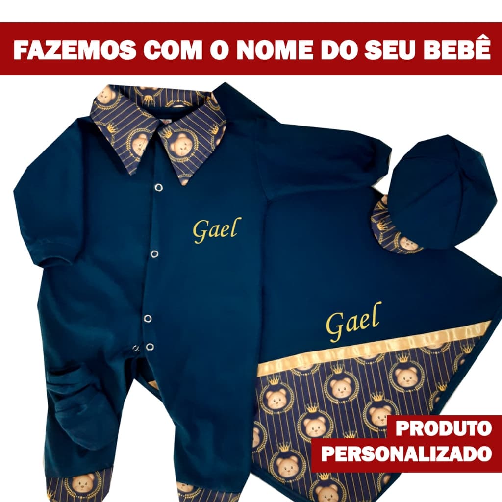 Saída de Maternidade Roupa de Bebê com Nome Bordado Para Menino e Menina Personalizada
