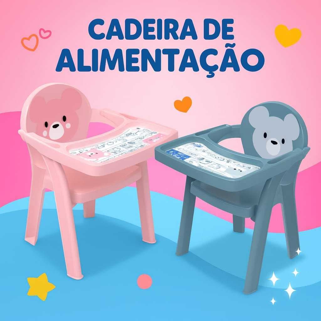 Cadeira De Alimentação Infantil Poltrona Refeição Portátil Plasutil Com Bandeja Para Colorir Bebê