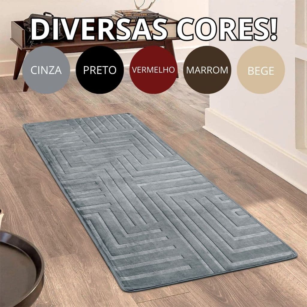 Tapete Passadeira Cozinha Sala Quarto 0,50m x 1,00m Itália Aveludado Premium Antiderrapante Moderno