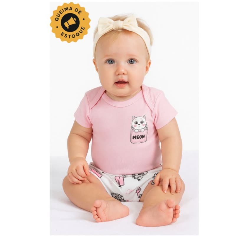 Conjunto Bebê menina menino body shorts verão