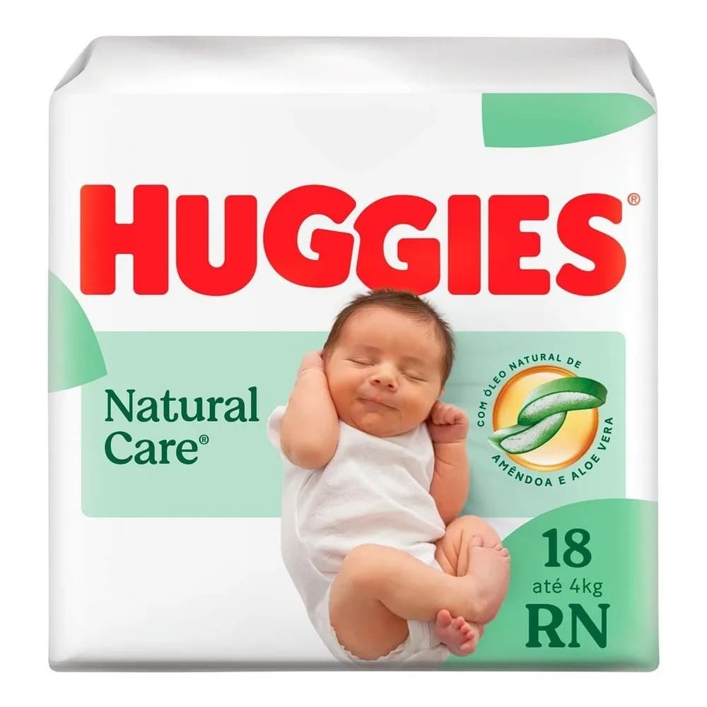 Fralda Huggies Natural Care RN Recém Nascido 18 UN - VAL.: 04/2028