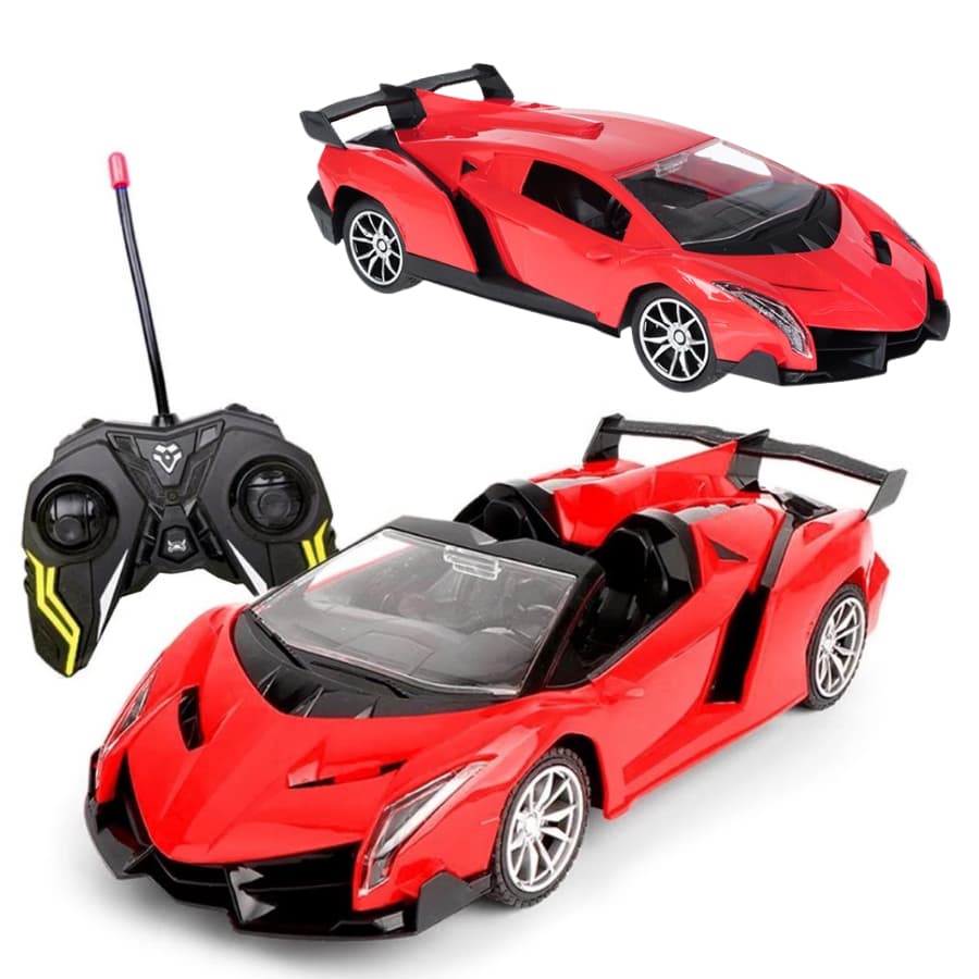 Carrinho Controle Remoto 7 Funções Acende Faróis Super GT Vermelho