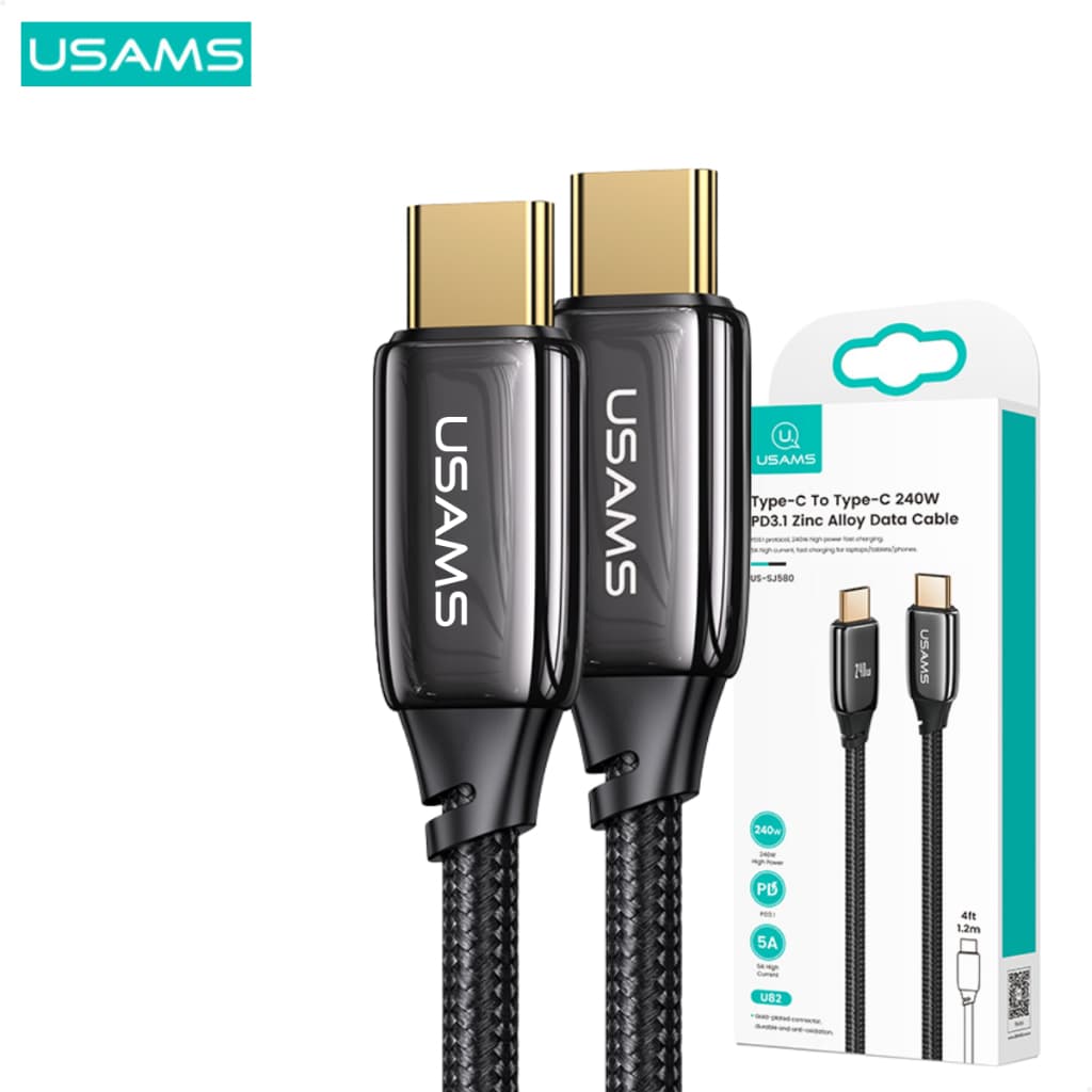 Cabo Carregador 240W Tipo-C para Tipo-C 1m – Turbo PD Rápido, Nylon Reforçado p/ Notebook e Celular