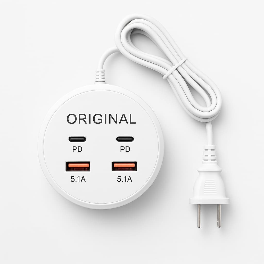 Tomada USB Tipo C de Parede 4 Portas Carregador Rápido 5.1A Para Celular Tablet