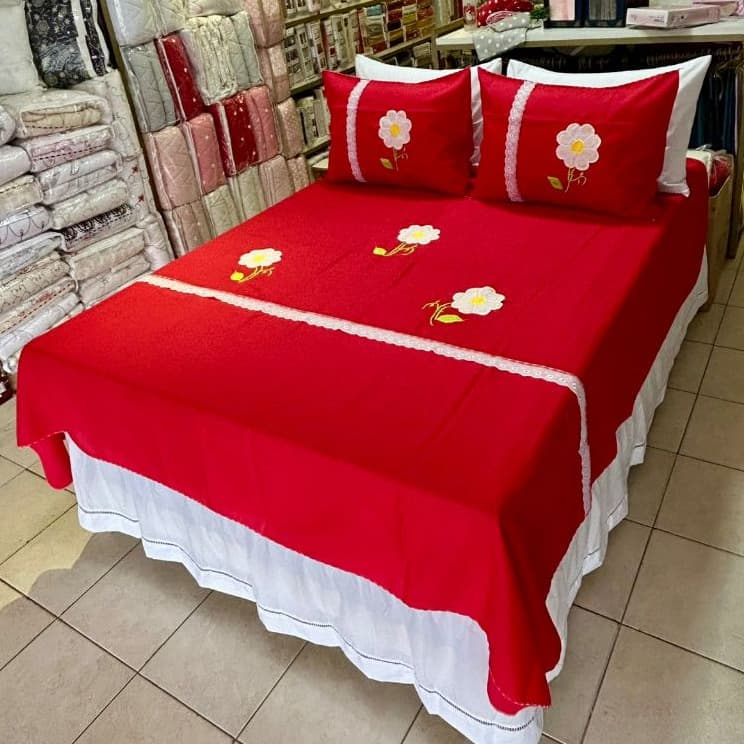 Jogo de Lençol Casal Bordado em Oxford com 2 Fronhas – Cama Casal Elegante e Confortável