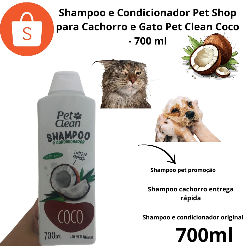 Shampoo e Condicionador para Cães e Gatos Pet Clean - 700 ml