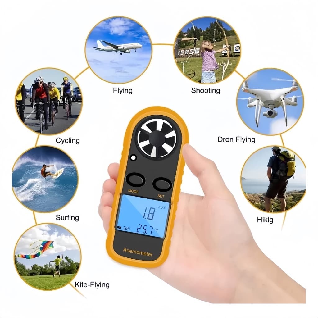 Anemômetro E Termômetro Digital Portátil Digital 0-30m/s Medidor De Velocidade Do Vento Para Paraglider Kite Drone