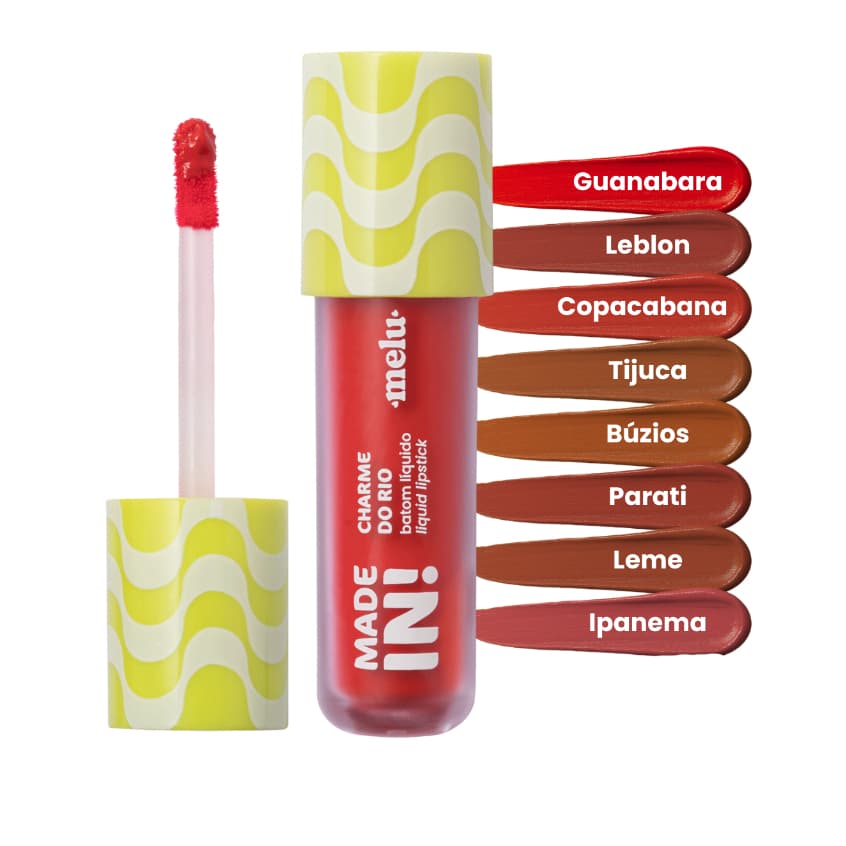 Batom Líquido Charme do Rio Melu MadeIn – Cores Vibrantes, Efeito Matte e Conforto Hidratante