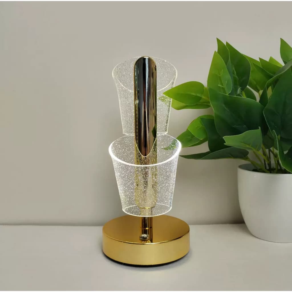 Luminária de quarto nórdica de luxo, luminária de mesa LED de três cores em acrílico cristalino