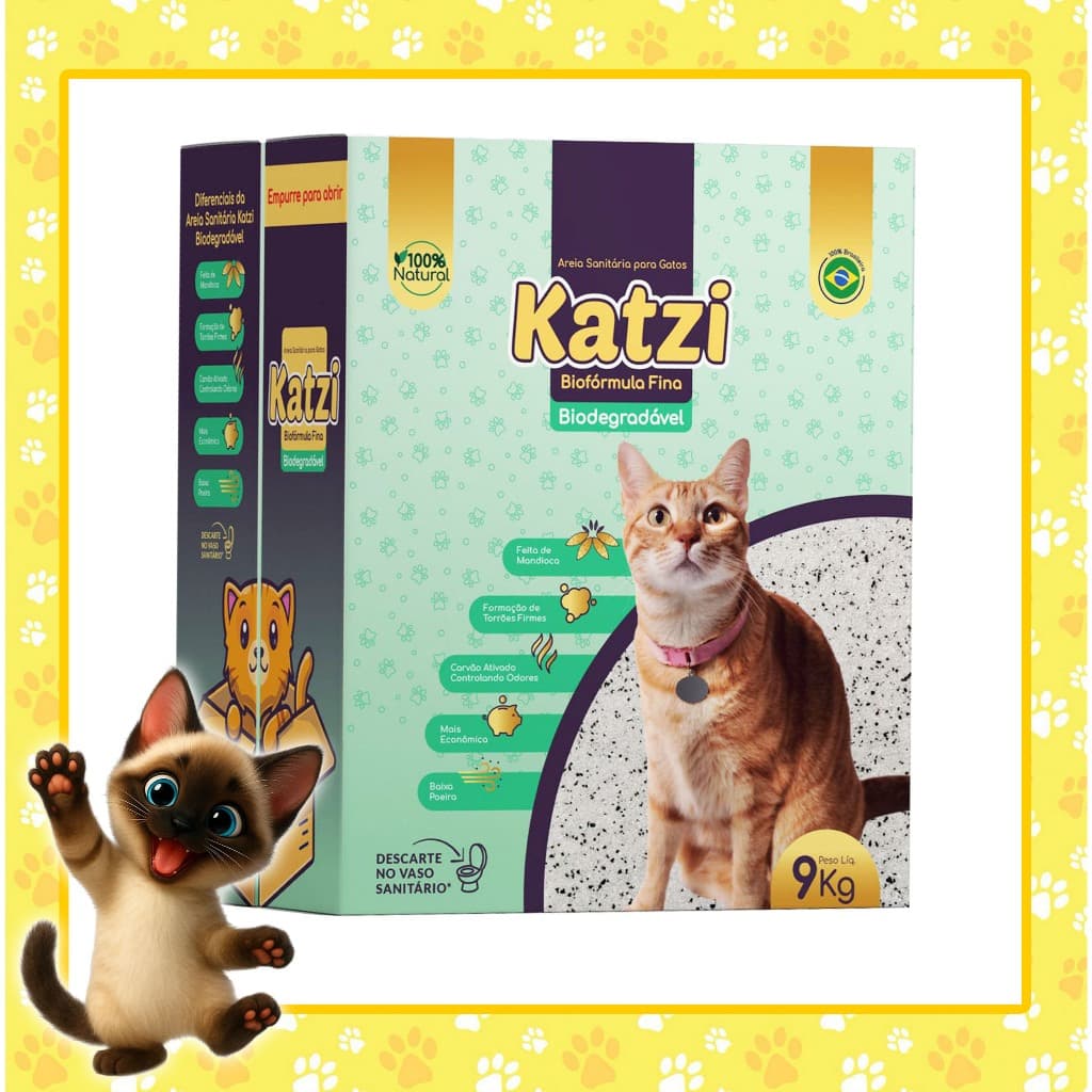 Areia Sanitária Gato Biodegradável - Katzi Biofórmula FINA - 9kg