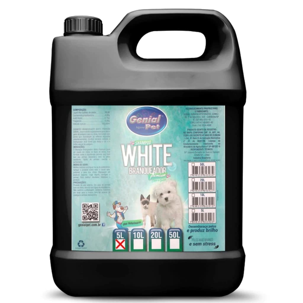 Kit Shampoo Branqueador Banho e Tosa Para Cachorro E Gato Pet Shop  Genial Pet 5L