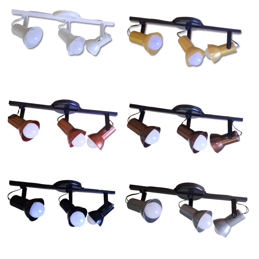LUMINARIA SPOT TRILHO 3 LAMPADAS DIRECIONAVEIS  SOBREPOR -TETO PAREDE AREA INTERNA -BIVOLT- GAZPLAST