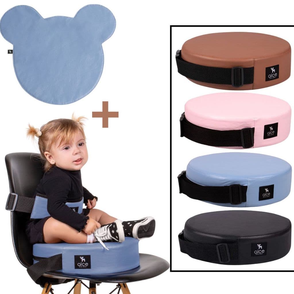 Kit Alimentação Infantil Bebê Alce Assento Redondo Cinto De Segurança Jogo Americano De Mesa Sousplat Corino Minimalista