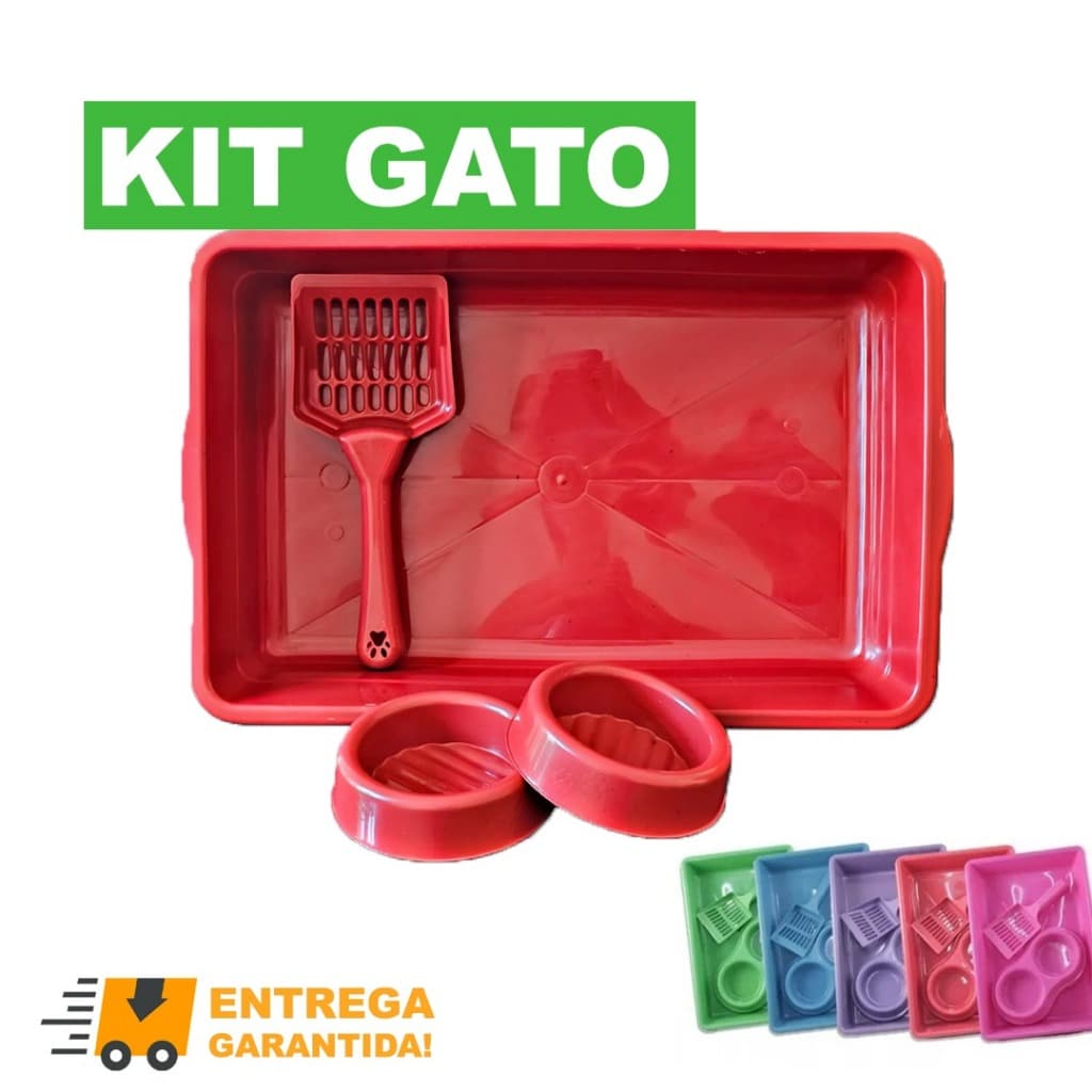 Kit caixa de de areia para gatos higiênico com pá comedouro e bebedouro banheira sanitária