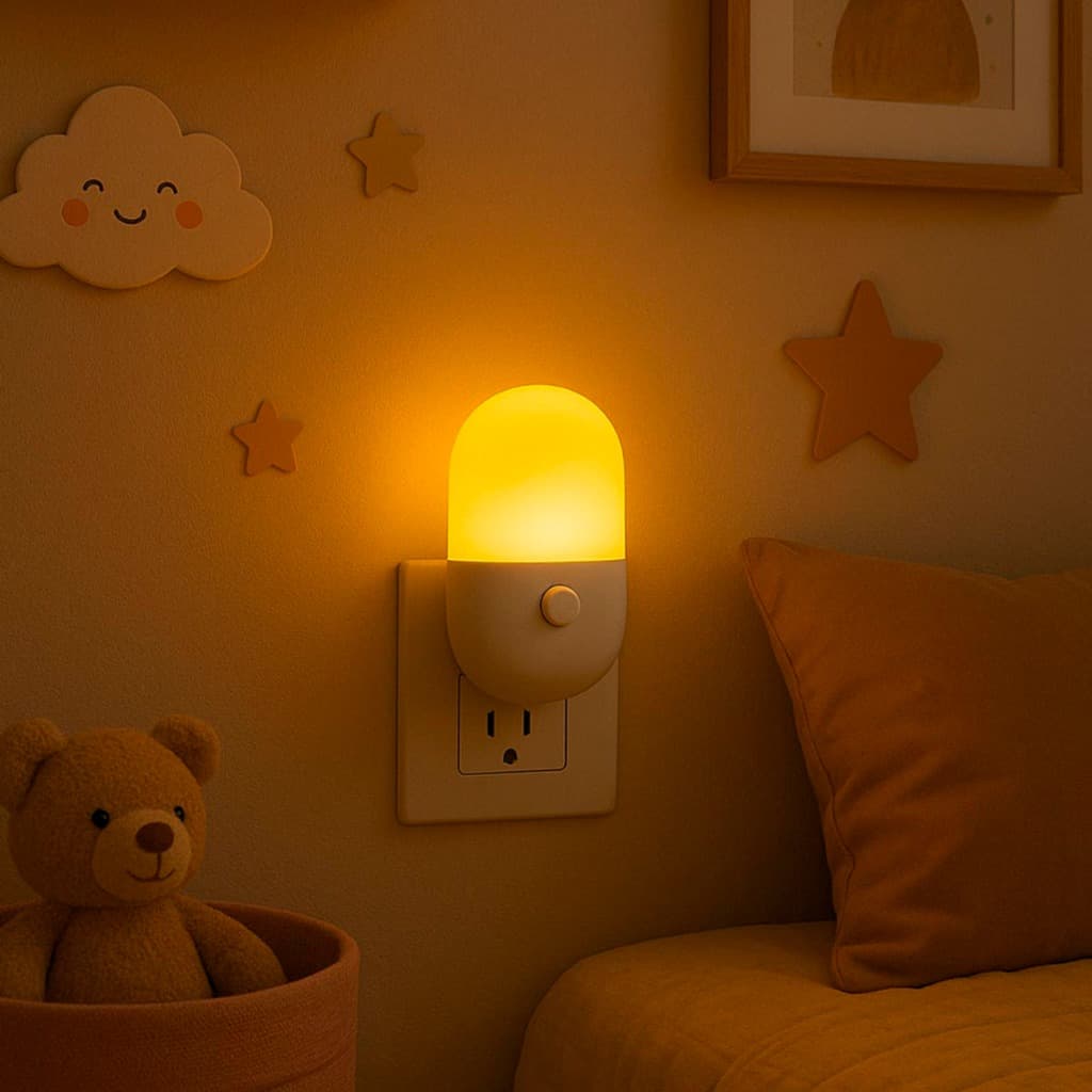 Abajur LED Mini Noturno Bivolt para Quarto Infantil Luminária de Tomada Luz Suave e Confortável Bebês Crianças