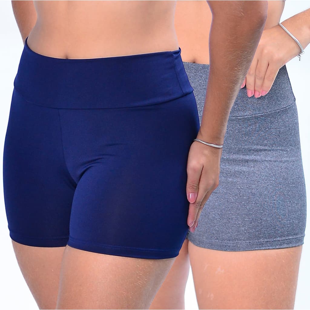 Kit 2 Short Curto Cintura Alta Fitness Feminino Academia Zero Transparência