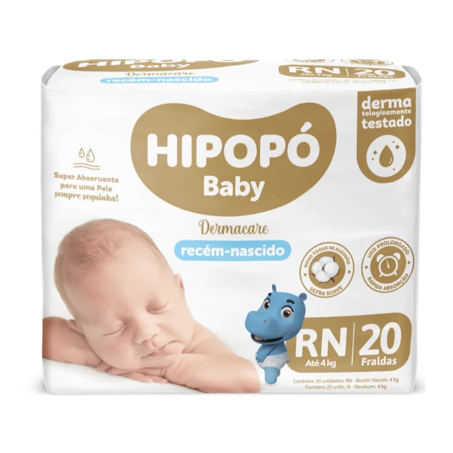 Fralda Hipopó Baby Recém Nascido (RN) 20 Unidades - CCM