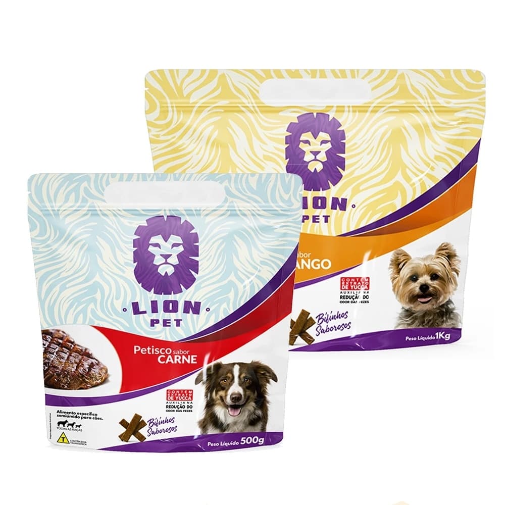 Bifinho para Cães Lion Pet 1 Kg – Petisco Canino Saboroso em Carne ou Frango, Ideal para Recompensa, Treinamento Pet.