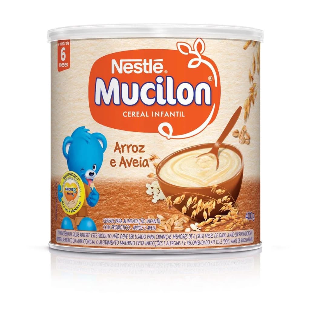Cereais Infantil Nestlé Mucilon Arroz & Aveia em lata 400g