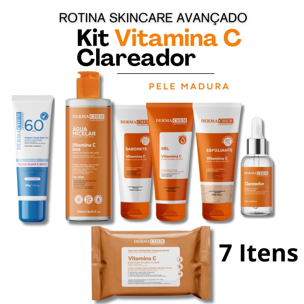 Kit Skincare Intensivo Vitamina C  Anti Idade Clareador Dermachem