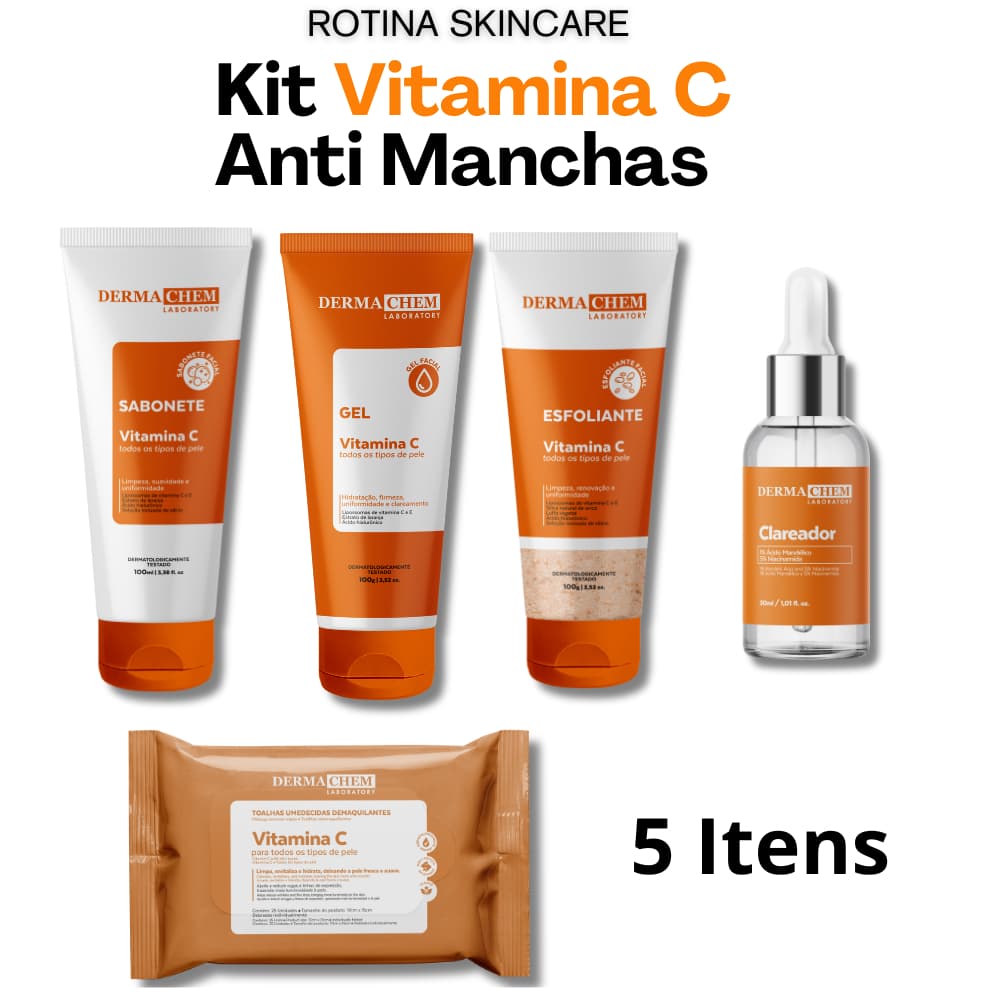 Kit Skincare Vitamina C Clareador de Manchas Anti idade DERMACHEM