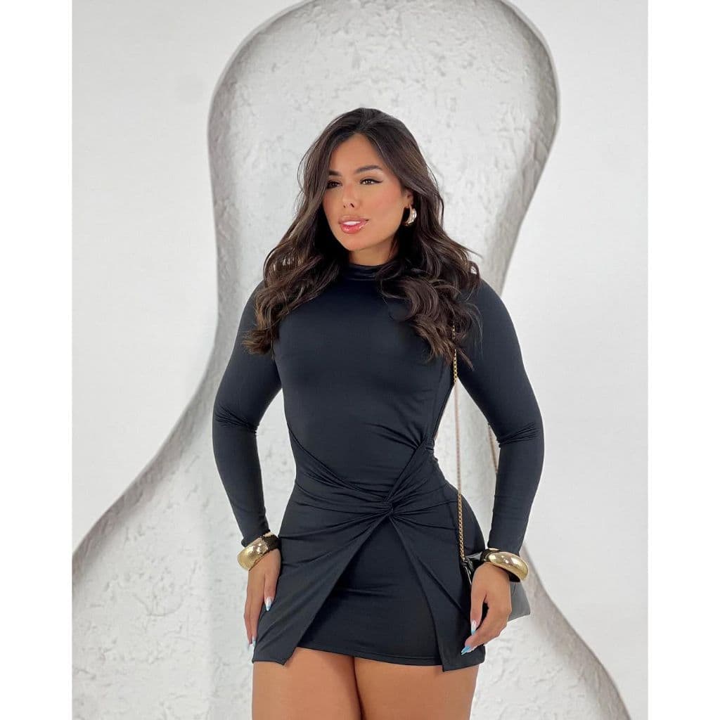 VESTIDO MANGA LONGA COSTA NUA CURTO SUPELX SEM BOJO MODA GRINGA SAIA NÓ